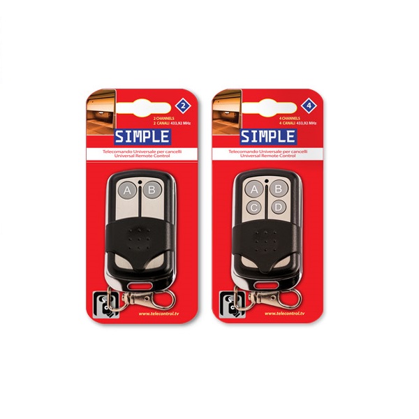 Simple-2 et Simple-4 Simple télécommande copieuse code fixe 433mhz